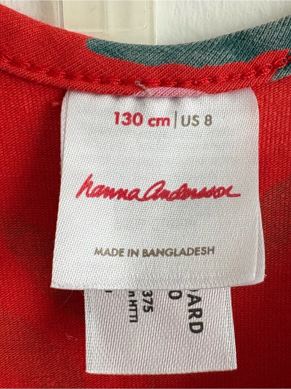 Hanna Andersson Red Floral A-Line Dress Girls 8 Long Sleeve Round Neck Knee